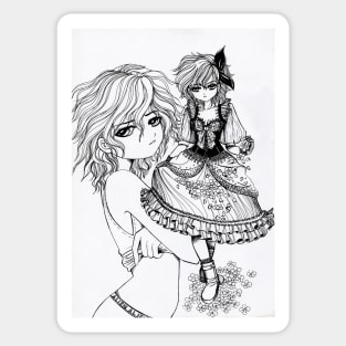 Drawing of Curly Hair Girl 2010 Sticker